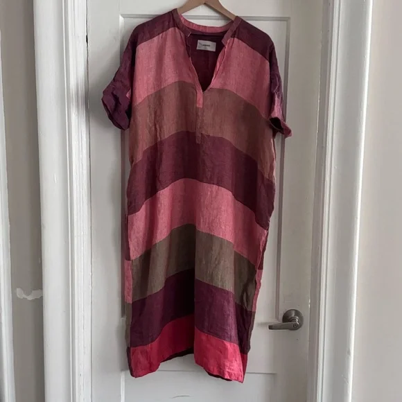 Humanoid Oversized Linen Striped Dress  Made in Romania - Picture 7 of 9